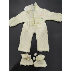 Vintage Knit Infant Yellow Romper & Booties Set 0-6 Months Confetti Doll Outfit